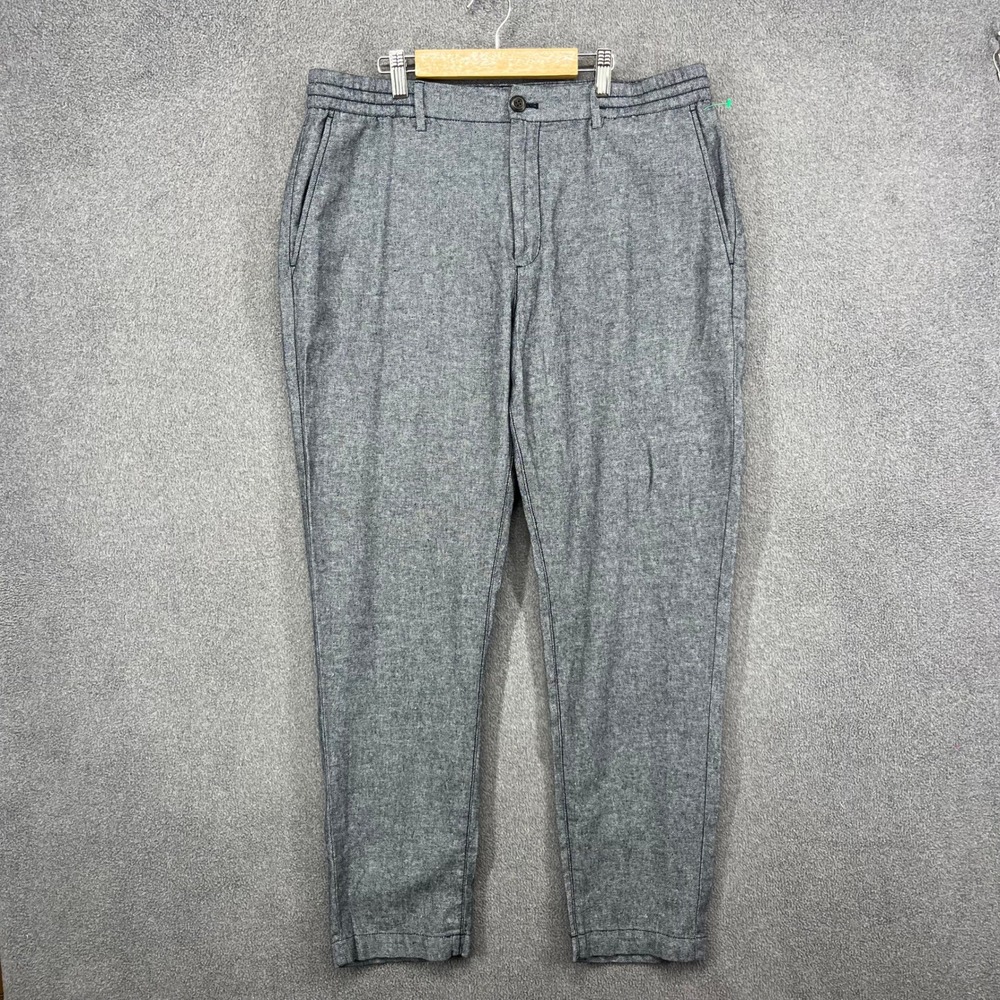 Banana Republic Athletic Pants Mens 34x32 Grey Linen Cotton Drawstring Trousers